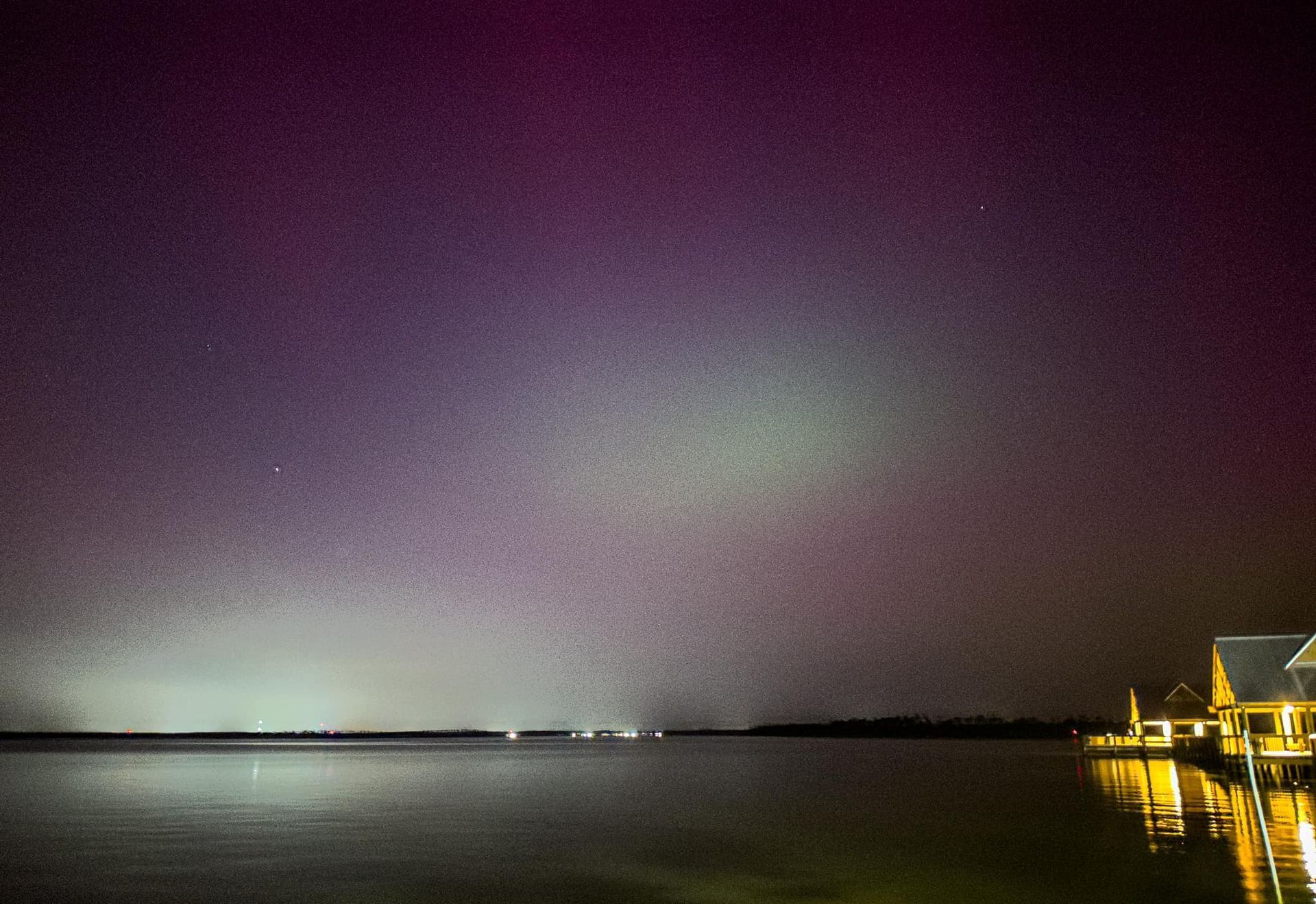 Northern Lights as viewed from the Orange Beach Waterfront Park - Photo by Dave John Kriegler, Astro