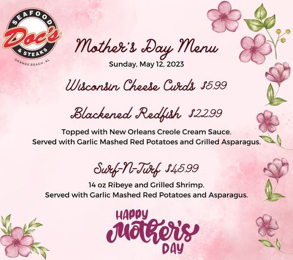 Doc's Seafood & Steaks Mother's Day Specials
