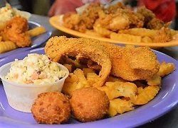 Seafood platters keep customers coming back to Doc's Seafood in Orange Beach, Alabama.