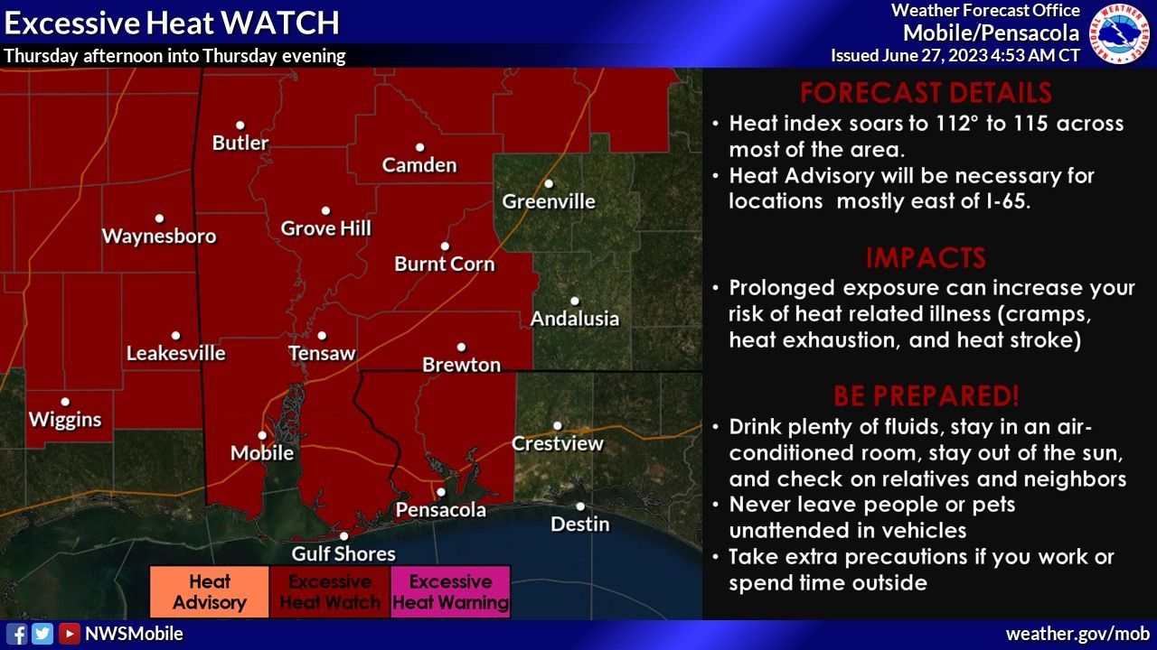 Excessive Heat Warning on Thursday