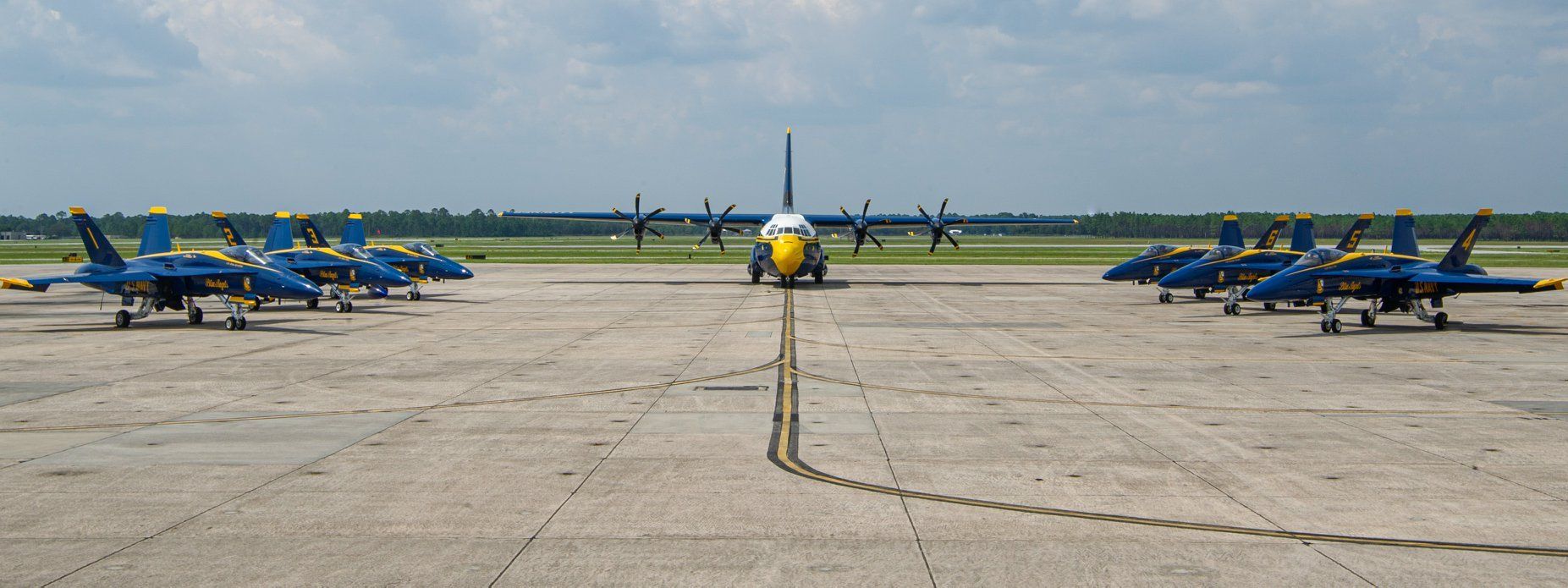 Fat Albert on the tarmac with the Blue Angels Team