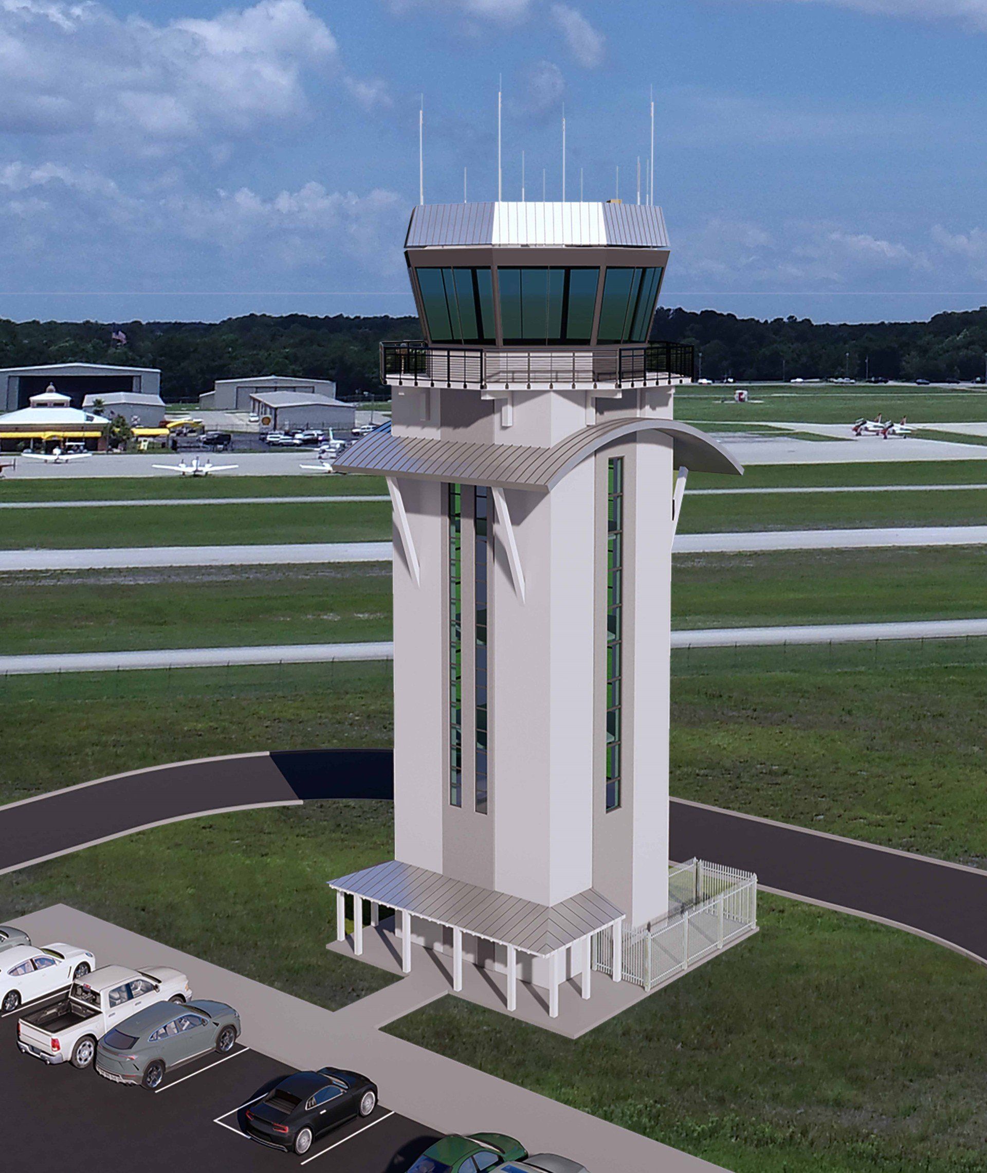 Rendering of a new air traffic control tower for Gulf Shores, Alabama's, airport.