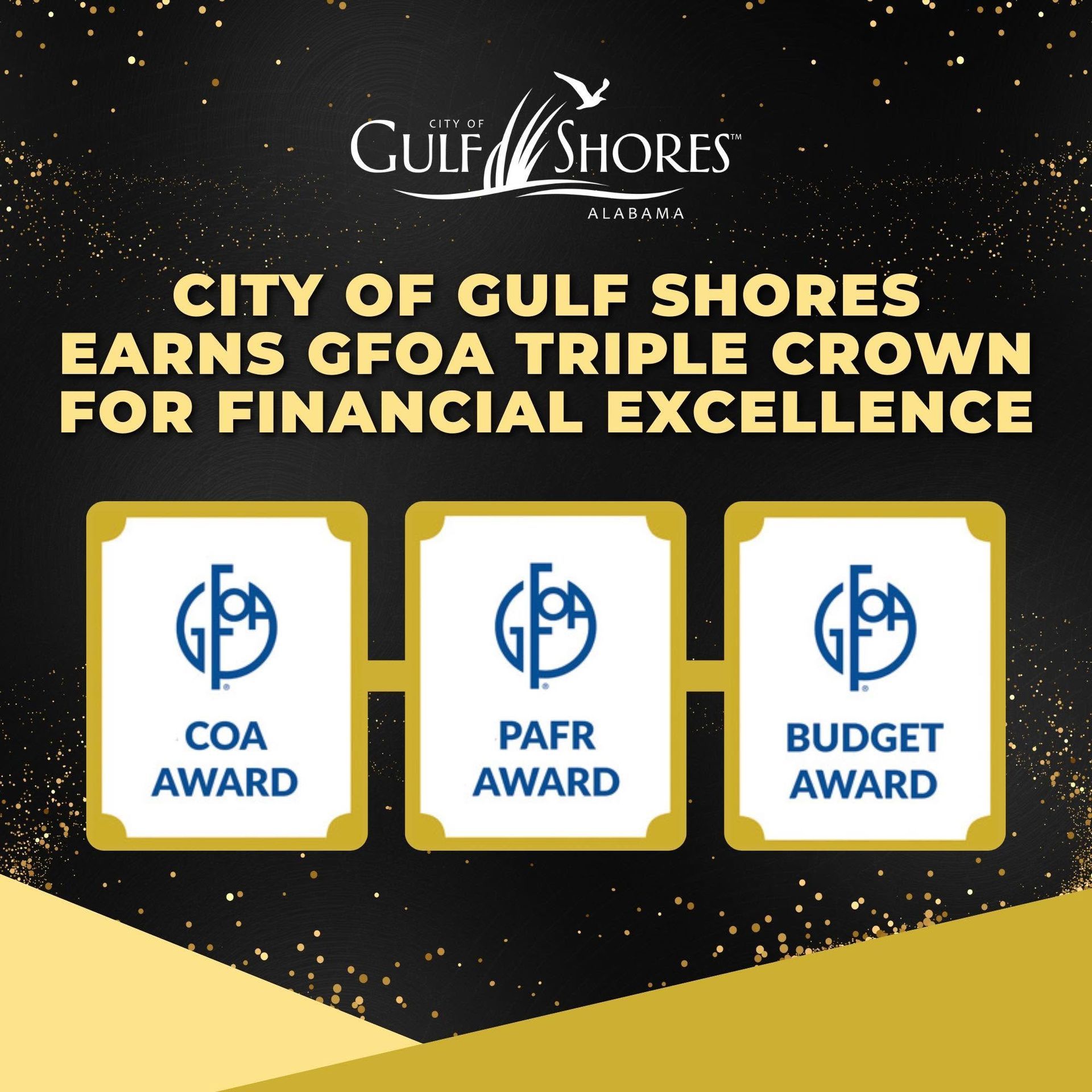 Gulf Shores Wins Prestigious Triple Crown for Financial Excellence