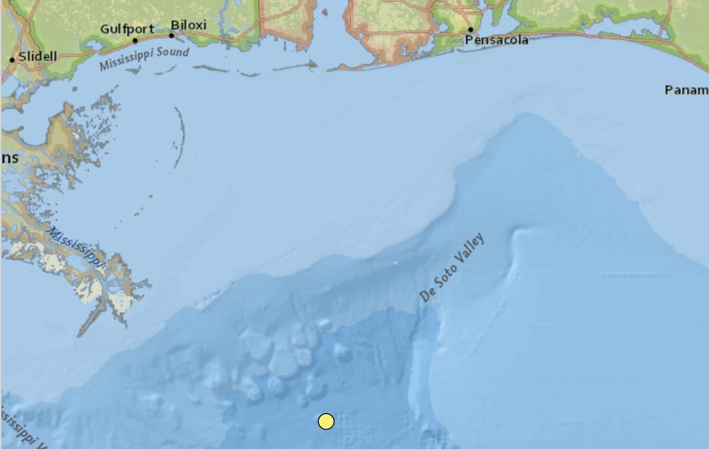 Earthquake in the Gulf of Mexico, 130 Miles South-Southwest of Orange Beach