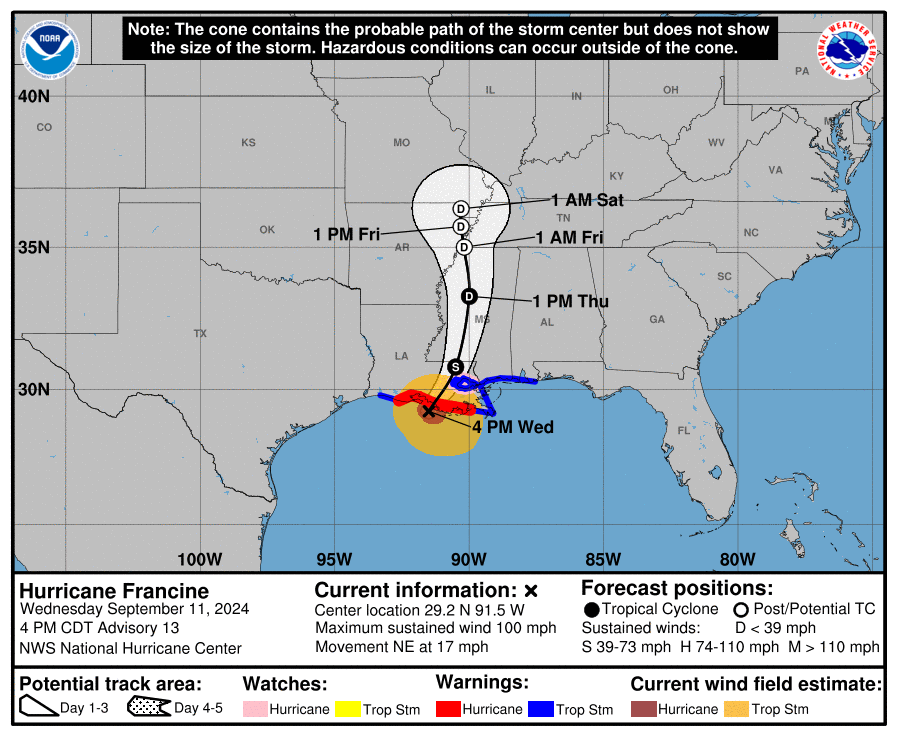 Hurricane Francine 4pm Update