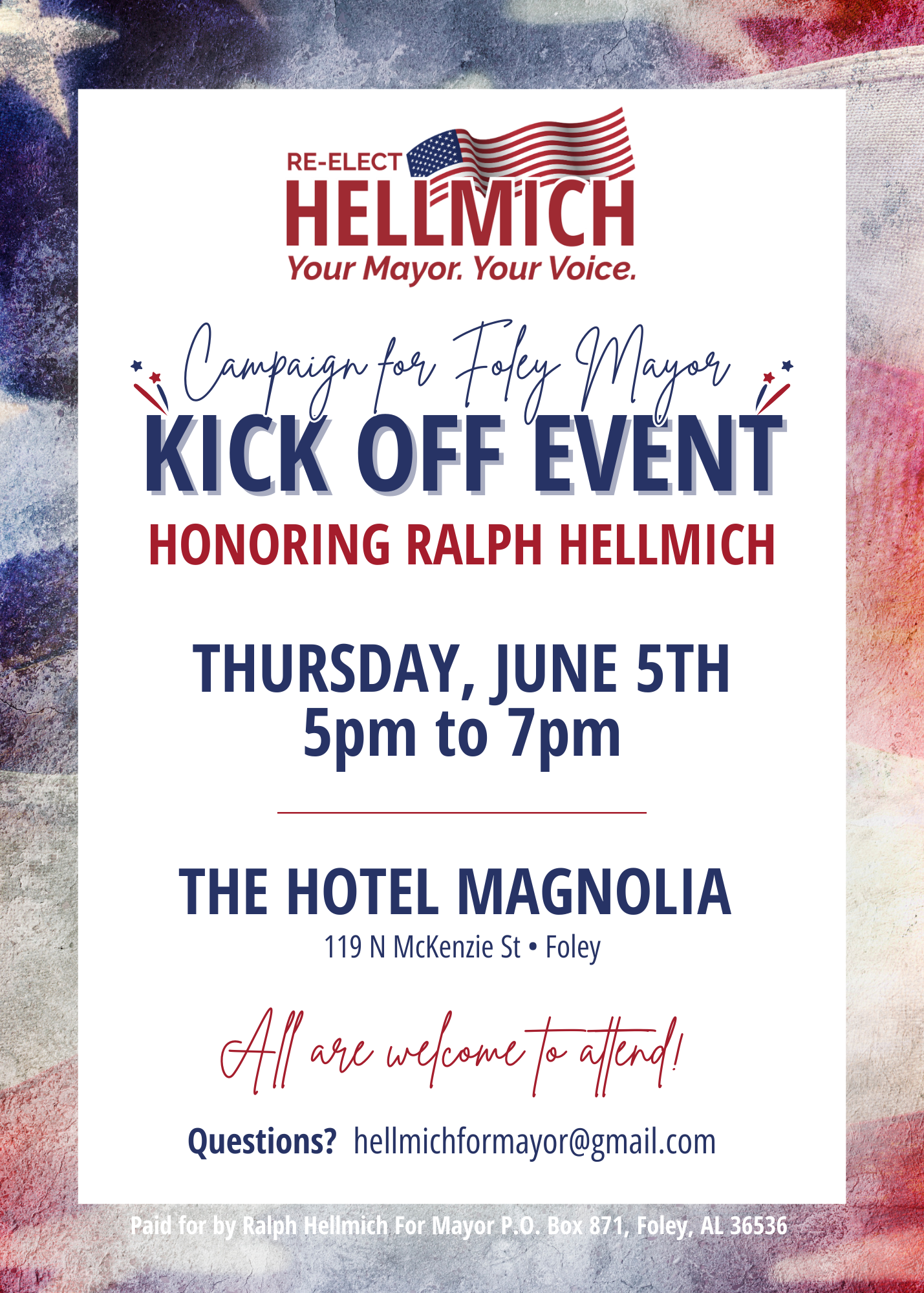 Mayor Ralph Hellmich for Foley Mayor Flyer