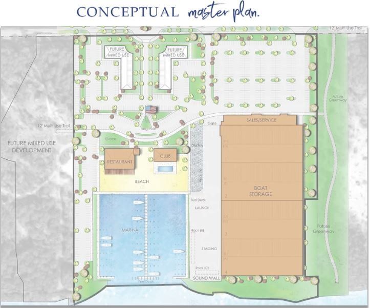 Conceptual master plan for Legendary Marina and Yacht Club in Gulf Shores, Alabama.