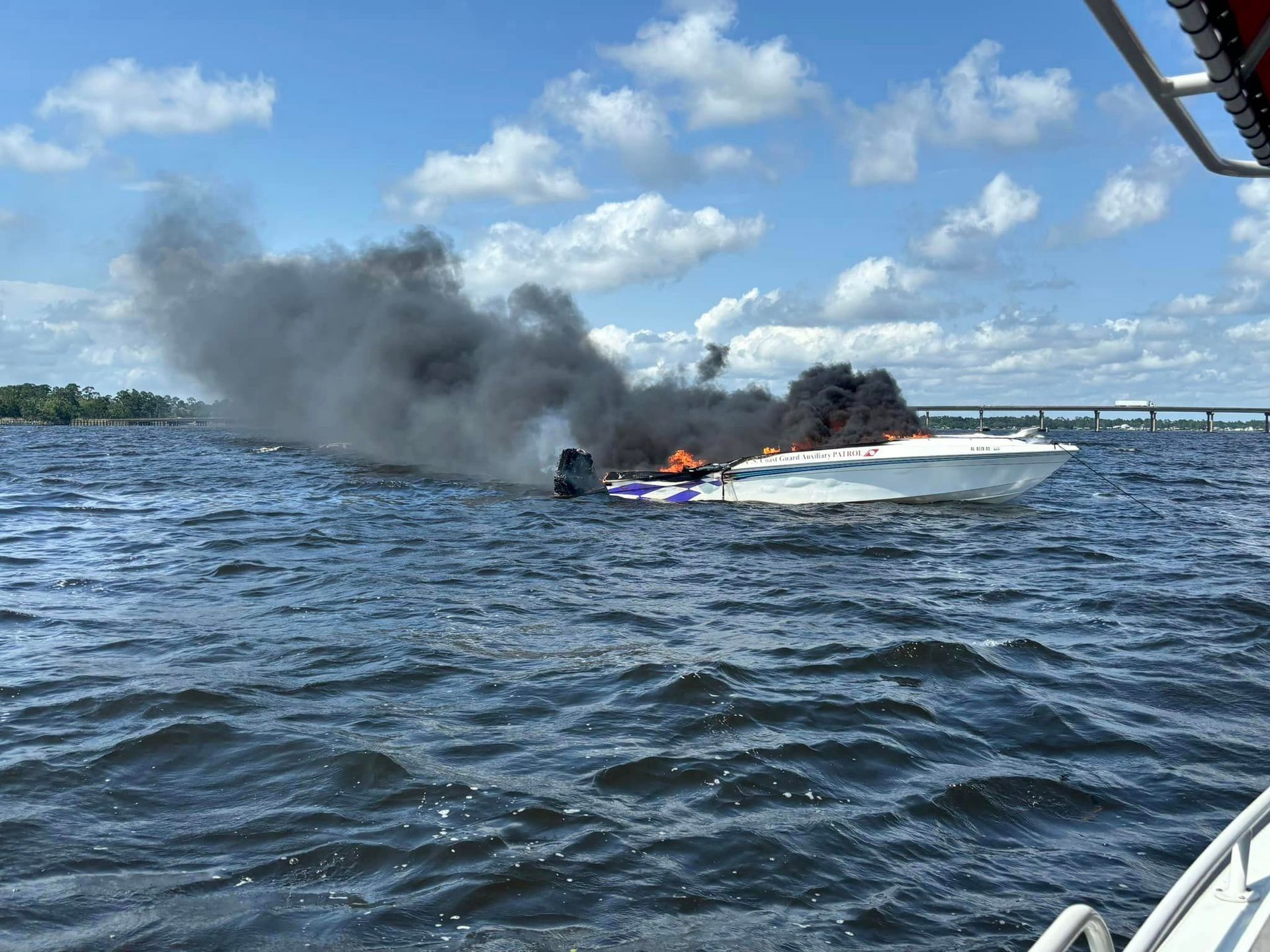Lillian Fire Rescue Photo of Boat Fire on Perdido Bay