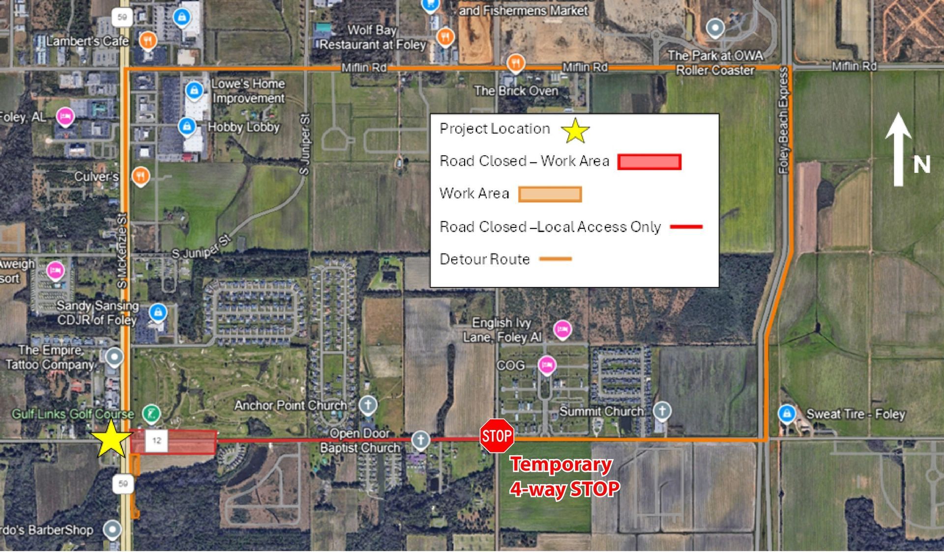 Temporary Four-Way Stop Installed on Baldwin County 12