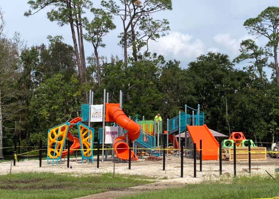 Playground under construction at Waterfront Park in Orange Beach, Alabama.