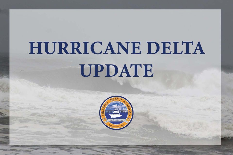 Logo for Hurricane Delta update from Orange Beach, Alabama.