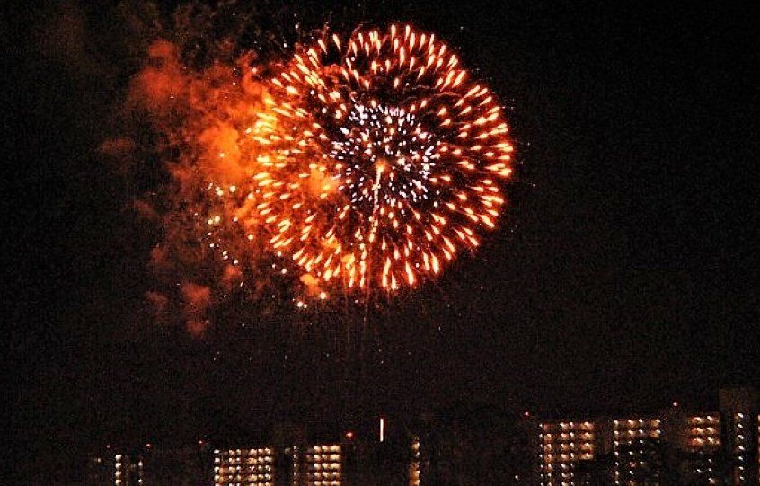 Fireworks over the Perdido Beach Resort in Orange Beach, Alabama.