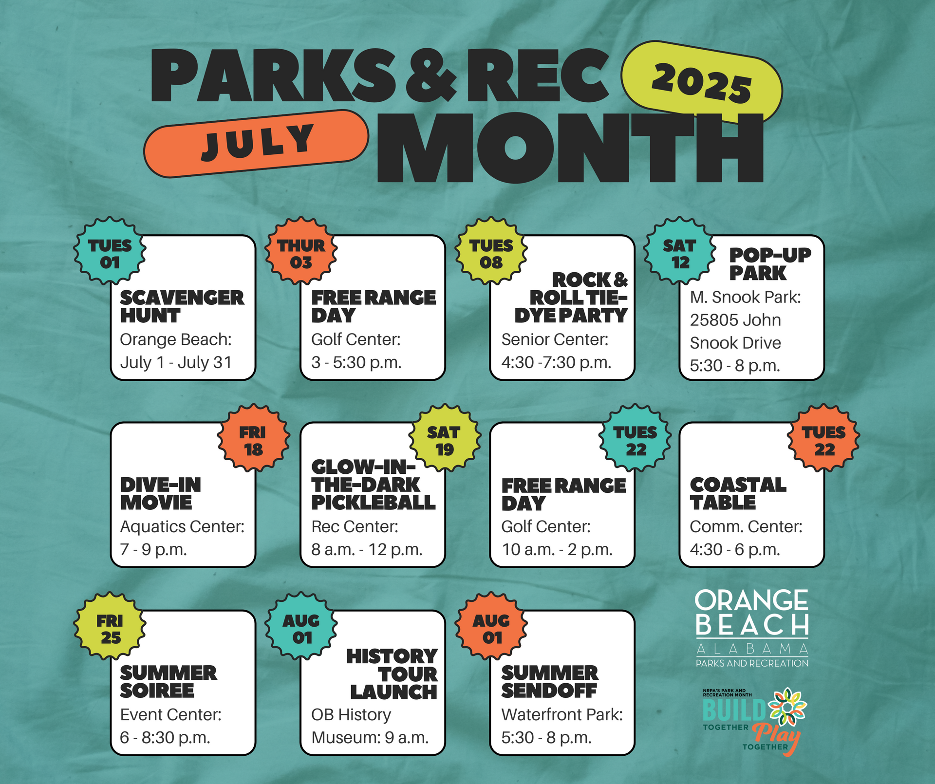 Parks & Rec Month Calendar