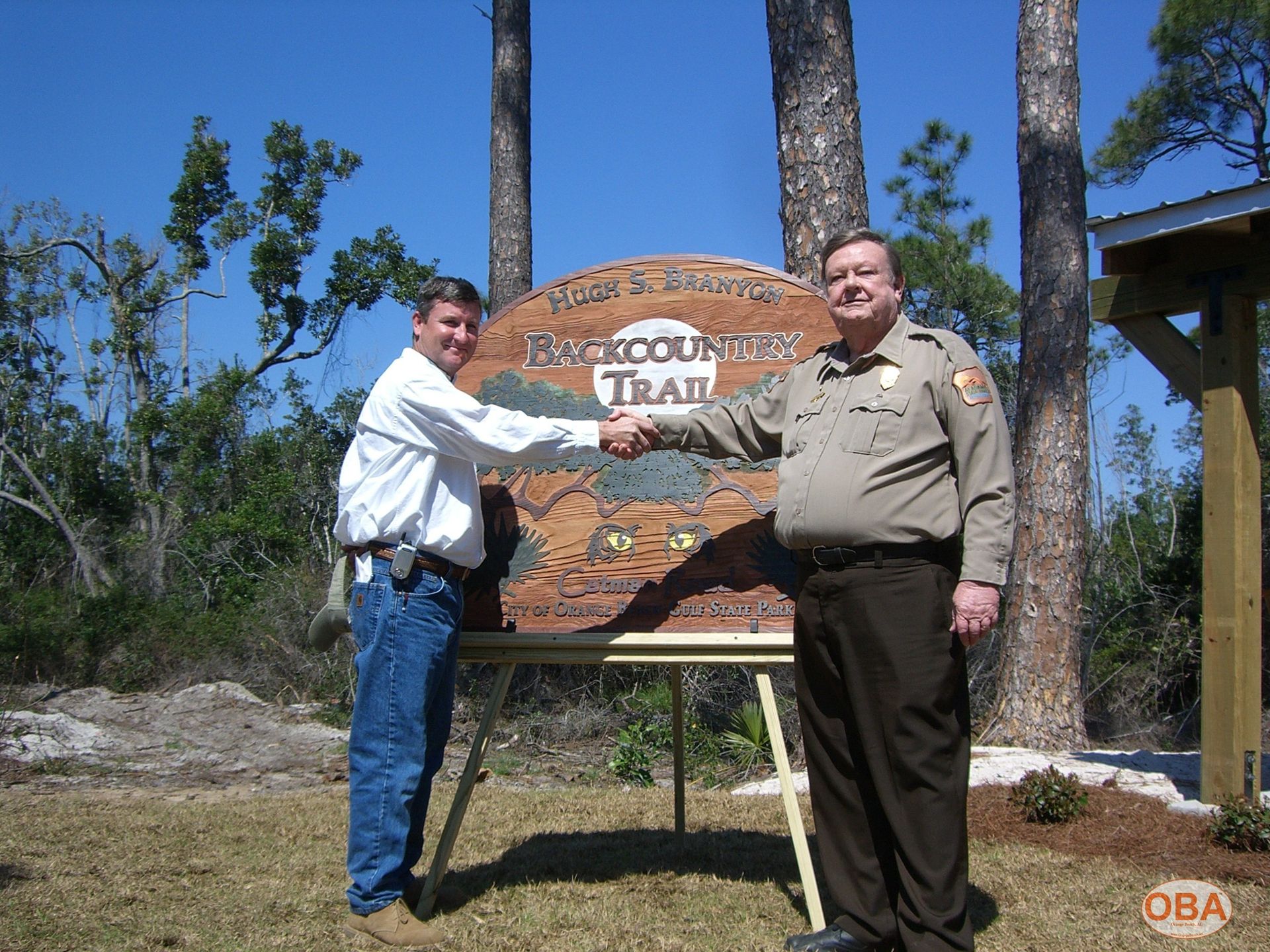 Phillip West and Hugh S. Branyon at trail dedication. Photo by R. Ken Cooper