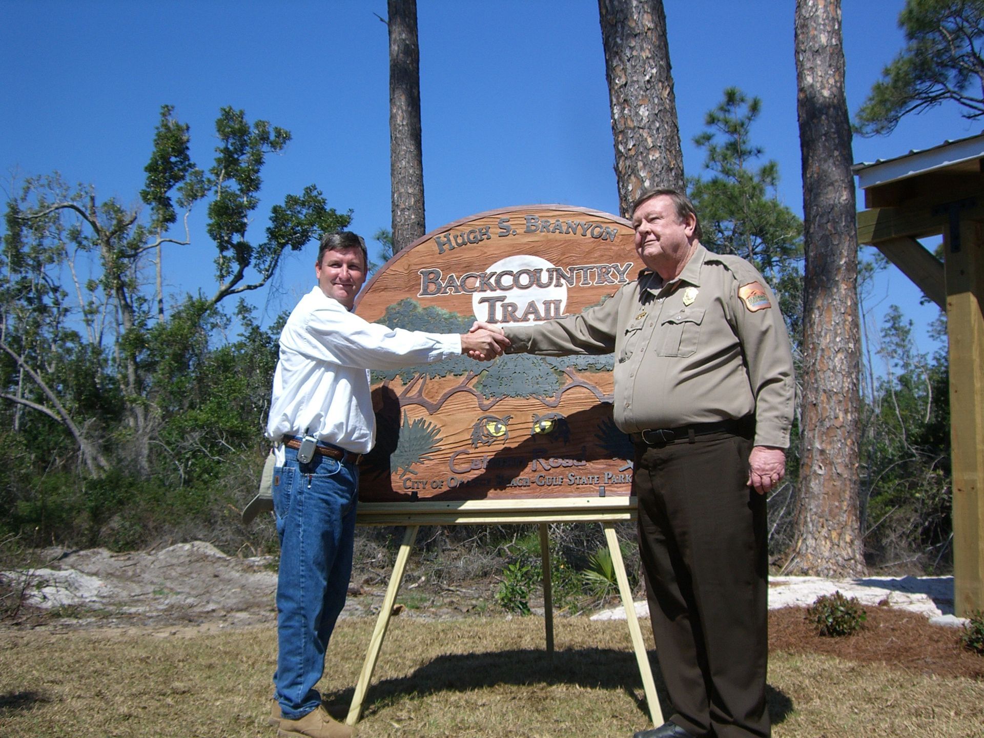 Orange Beach Environmental Planner, Phillip West and Gulf State Park Superintendent Hugh S. Branyon 