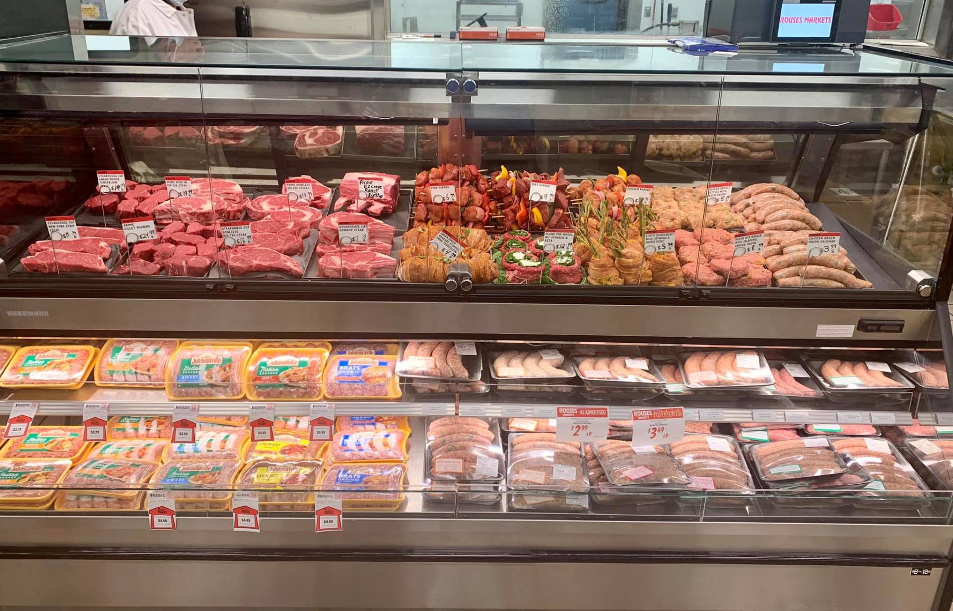 Meat case at Rouses Market in Orange Beach, Alabama.