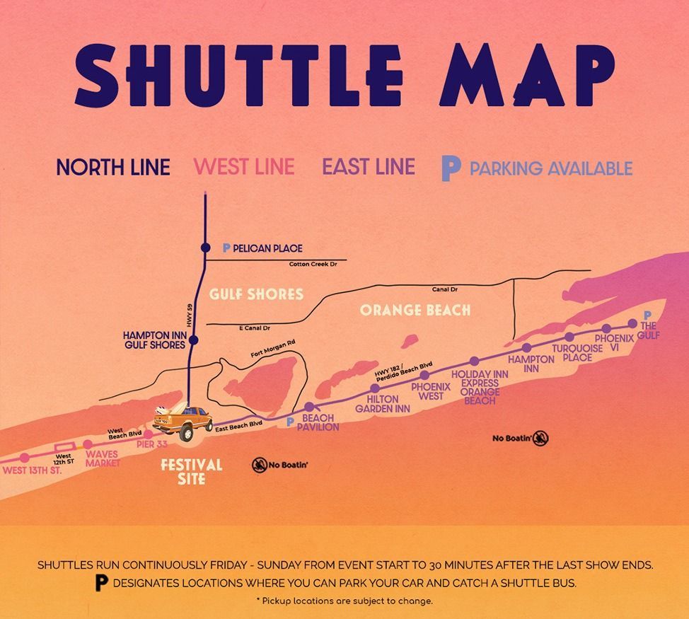 Sand in my Boots Concert Shuttle Map