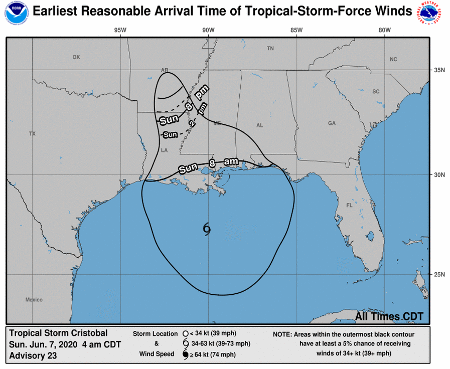 TS Cristobal Timing Forecast