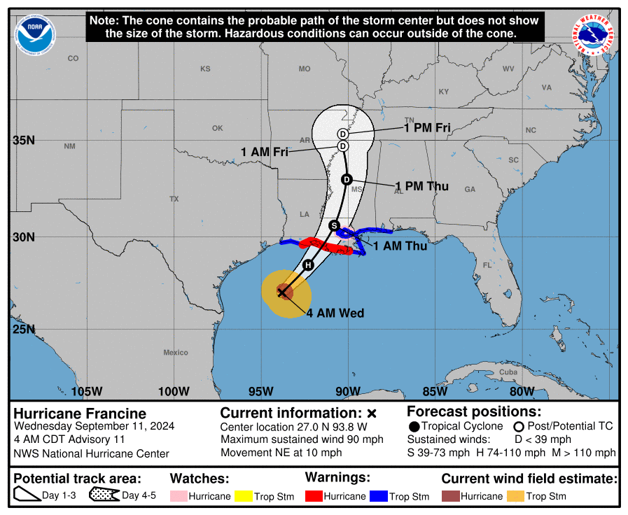 Hurricane Francine 4am Update