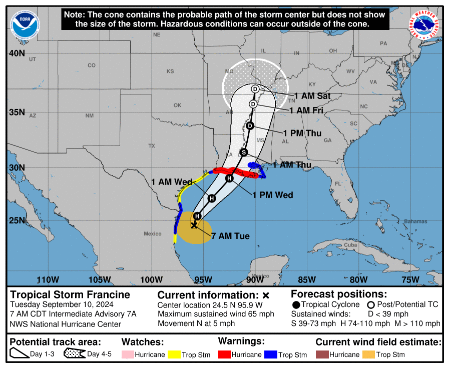 Tropical Storm Francine Forecast