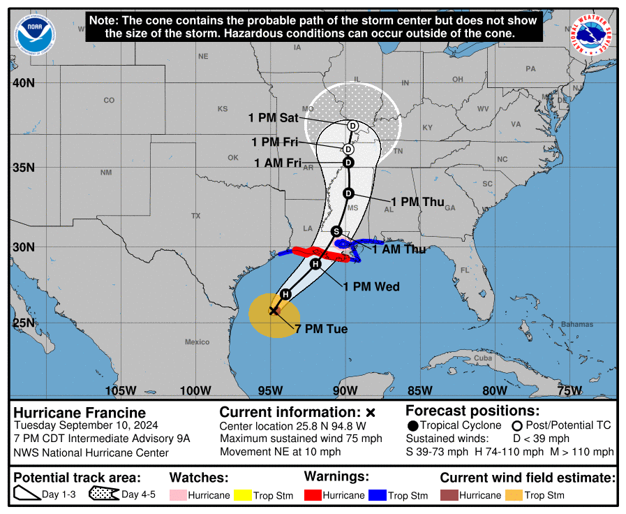 Hurricane Francine 7pm Update