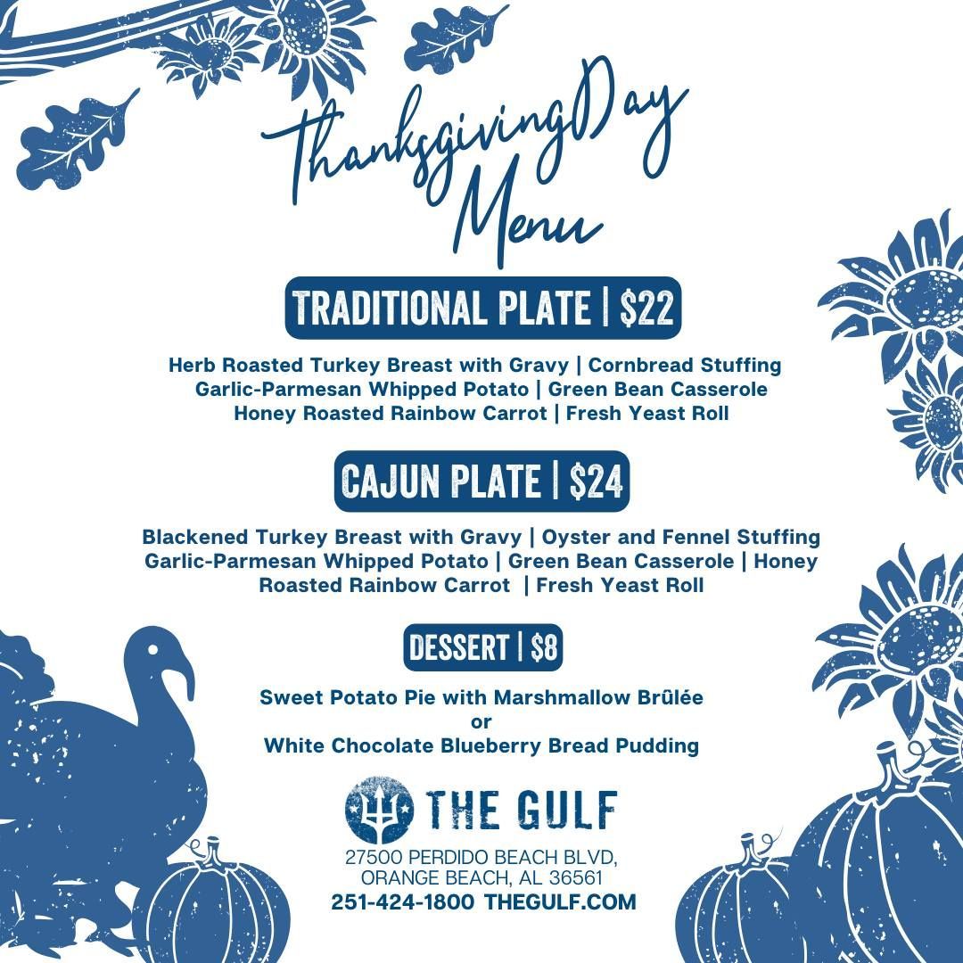 The Gulf Restaurant Thanksgiving Menu