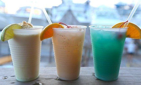 Pleasure Island Tiki Bar on Terry Cove in Orange Beach, Alabama, has extensive specialty drink menu..