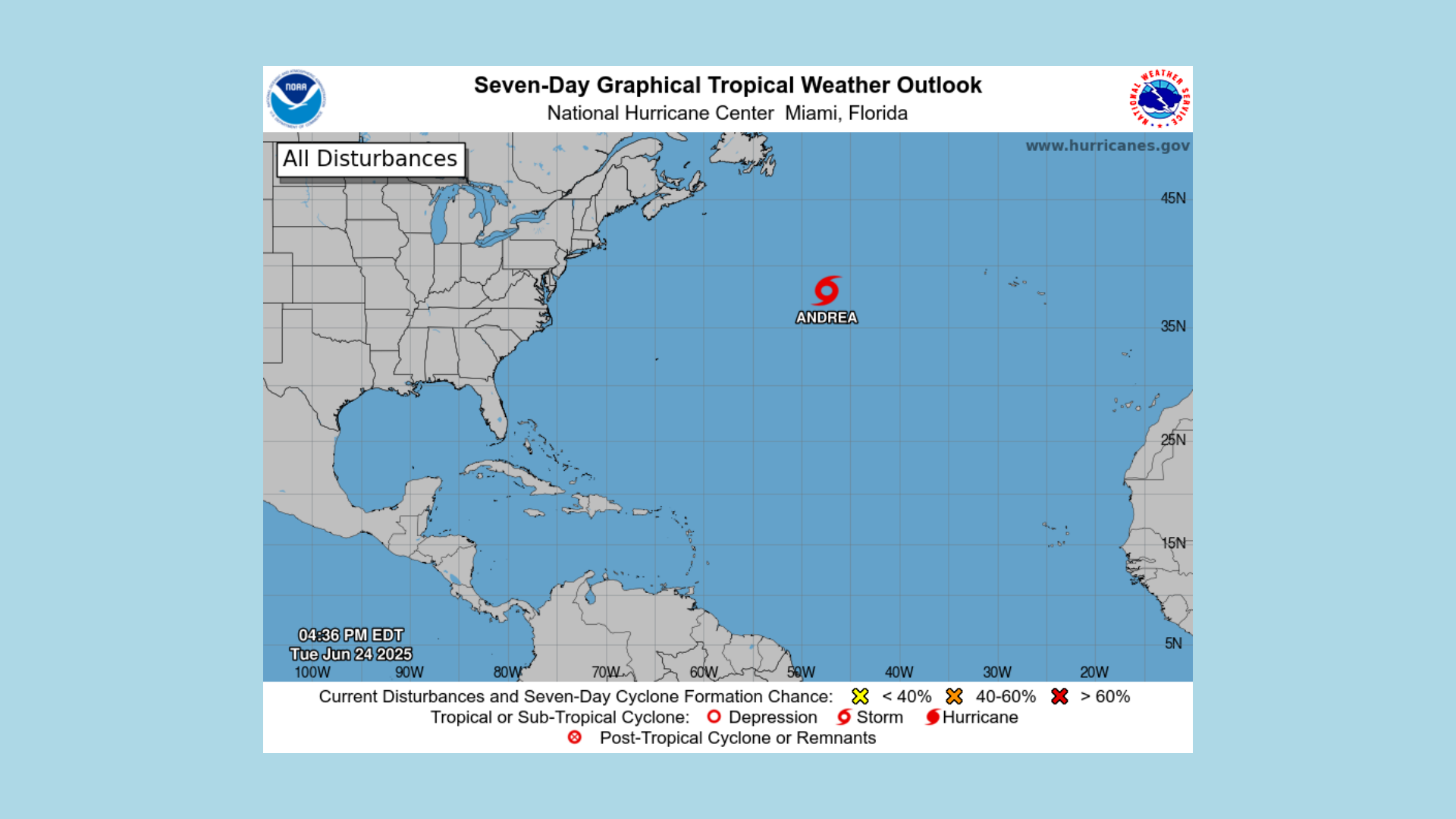 T.S. Andrea is not expected to develop