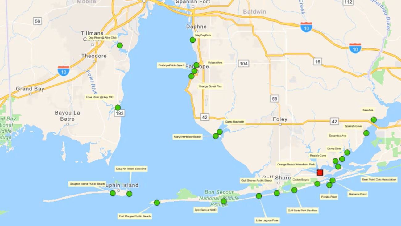 Lower Alabama Water Monitoring Locations