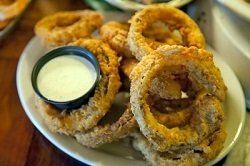 Fresh onion rings are a staple at Doc's Seafood in Orange Beach, Alabama.