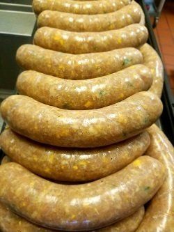 Handmade and seasoned sausages are a staple at the Meat Mart in Orange Beach, Alabama.