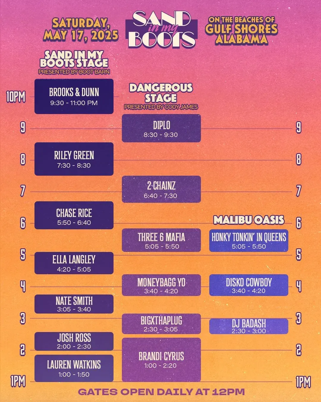 Sand in my Boots Schedule