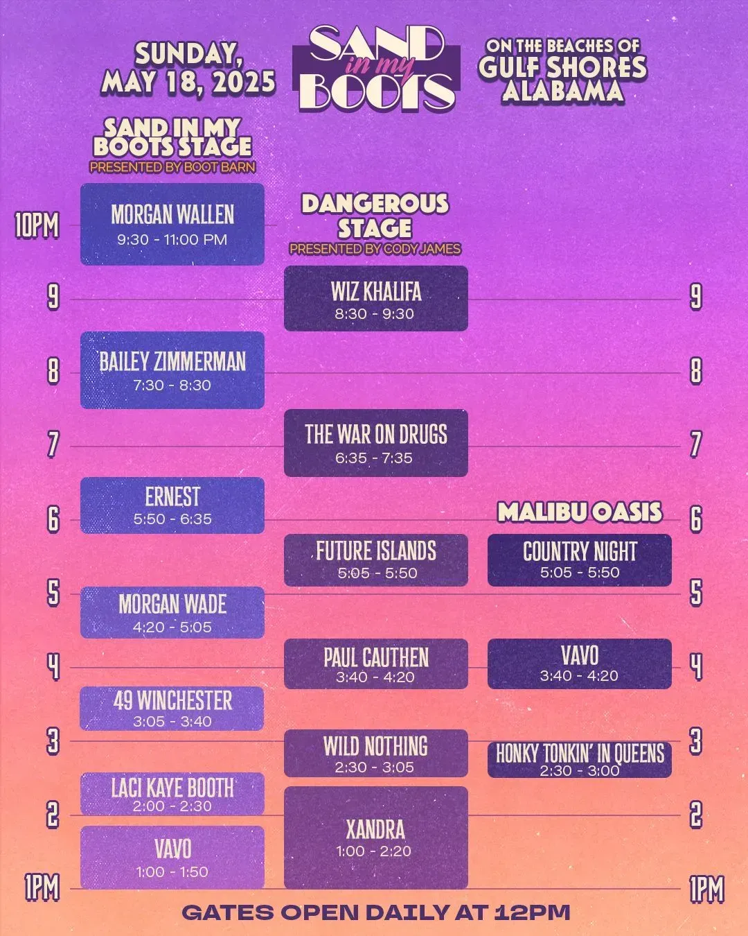 Sand in my Boots Schedule