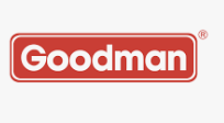 Goodman logo in white text on a red, rectangular background.