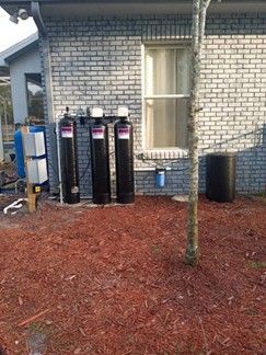 Home water system filtration installation.