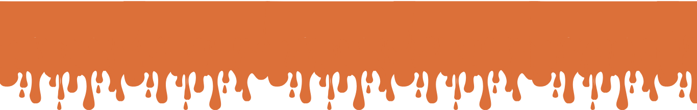 Orange and beige background with dripping effect at the bottom.