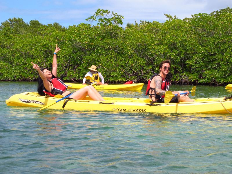 Two people kayaking
