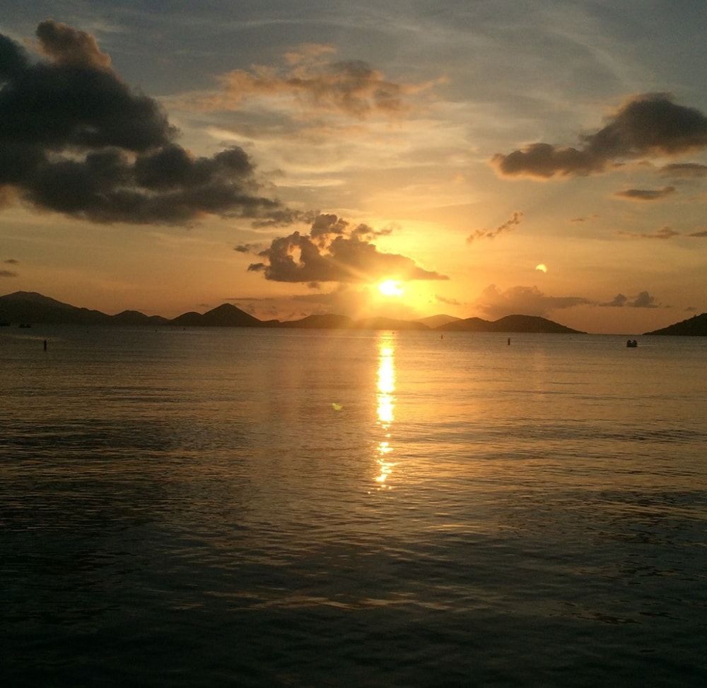 Sunset over calm ocean