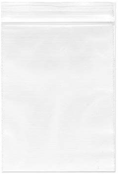 A clear plastic bag with a zipper on a white background.