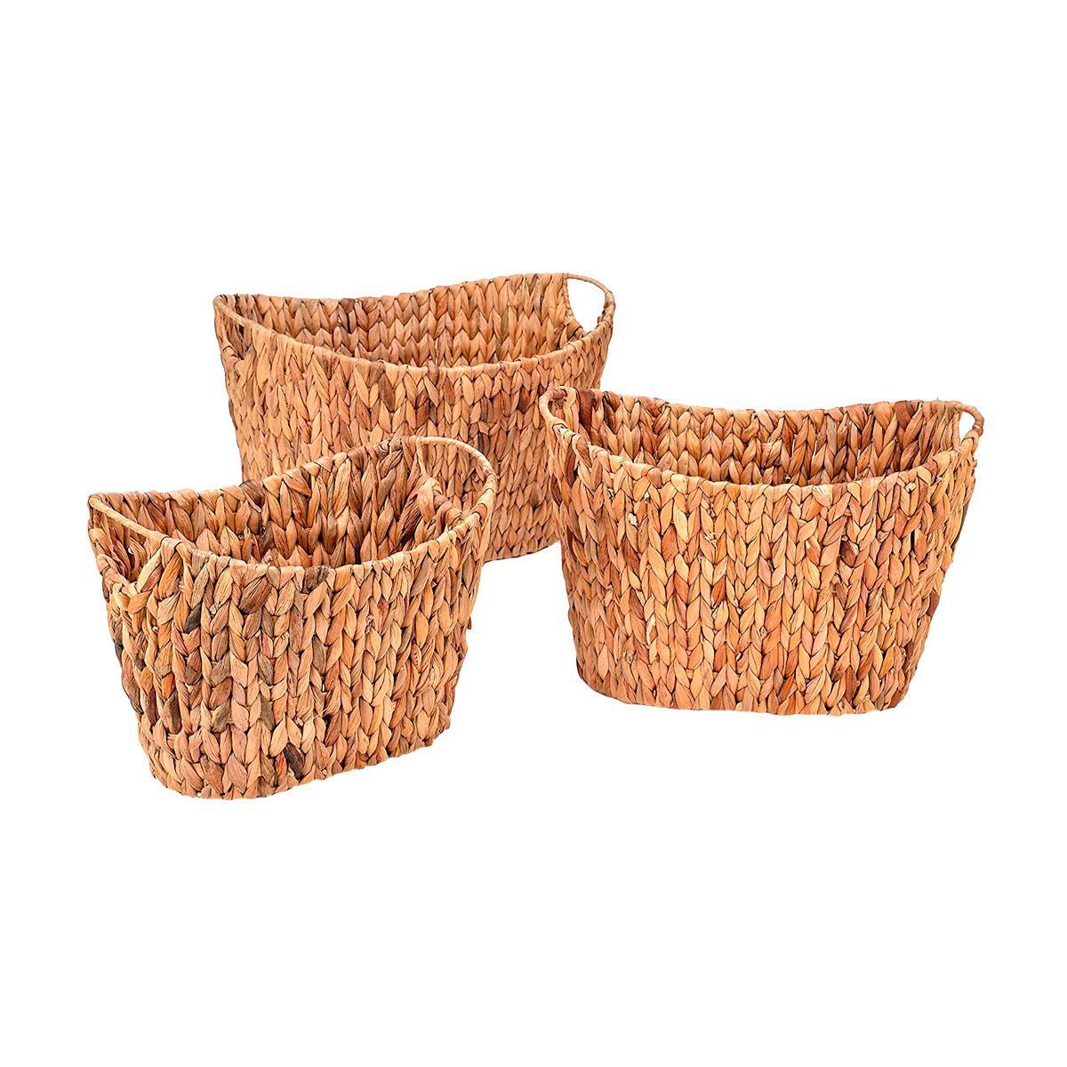 Set de cestos ovalados de fibra de jacinto