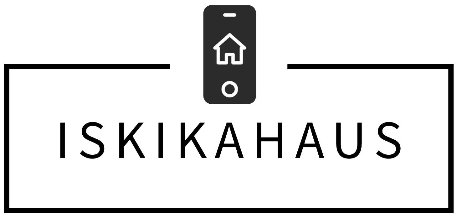 Un logotipo en blanco y negro para una empresa llamada iskikahaus.