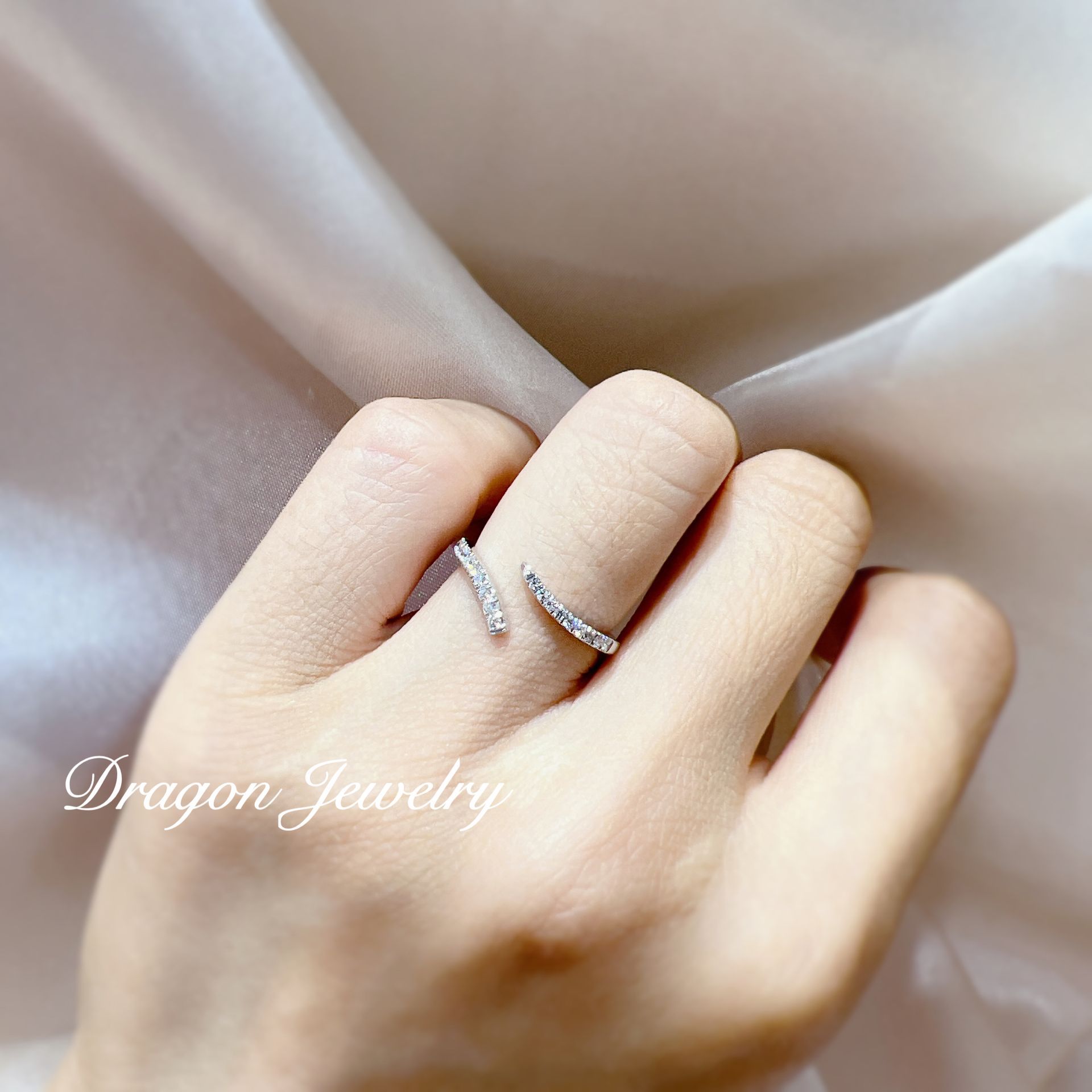 流線交錯排鑽線戒