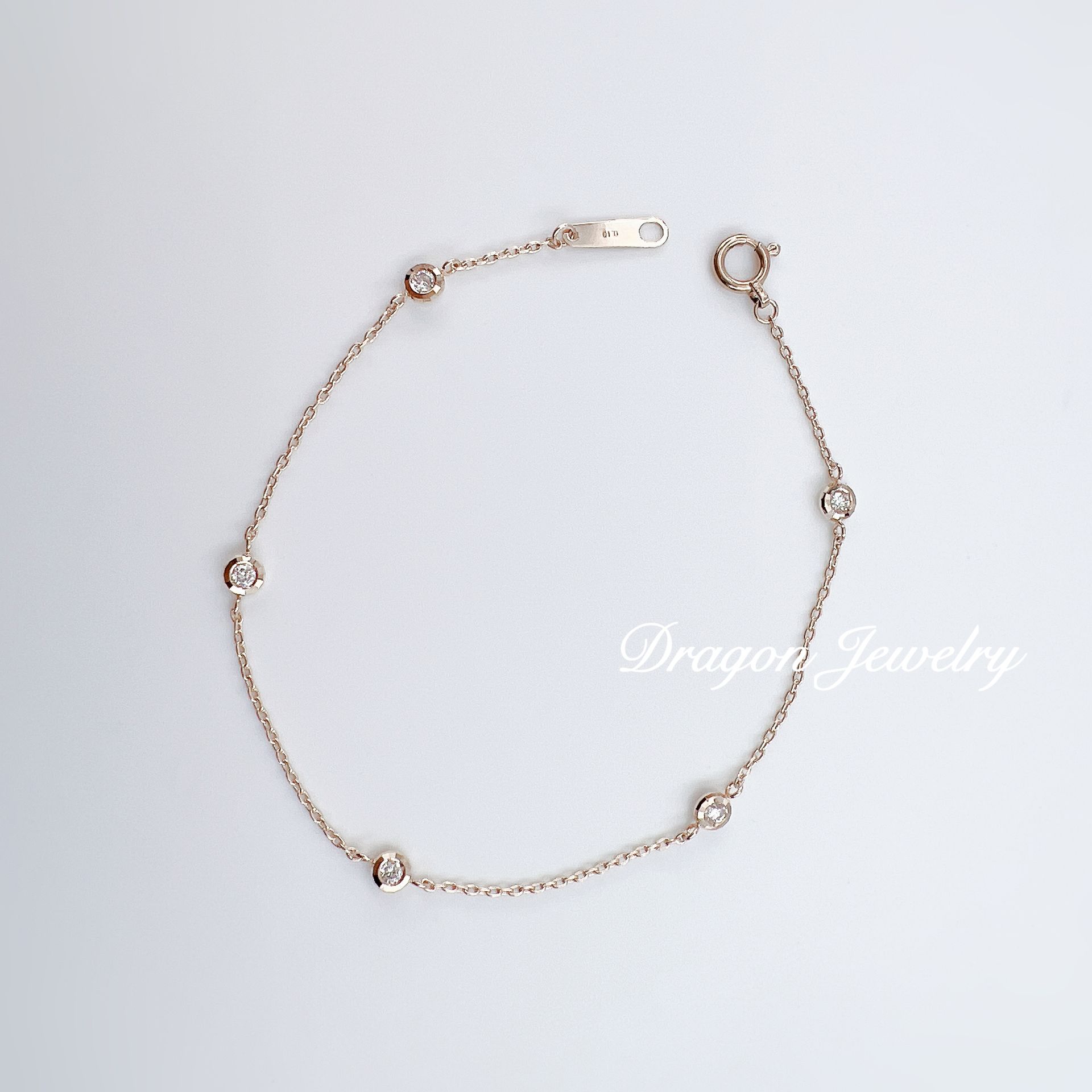 日本工藝・K10 天然鑽石手鍊