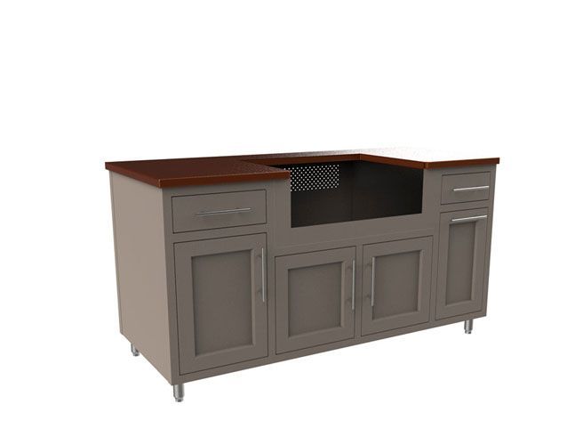 67.25″ Coastal Outdoor Kitchen Island by Challenger Designs, Center Grill