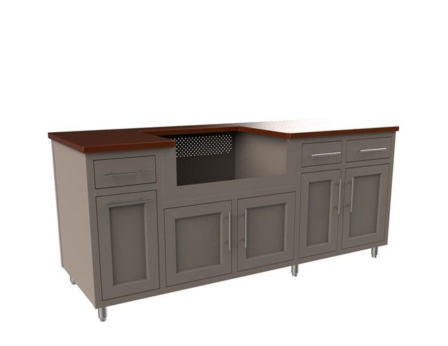 80.875″ Coastal Outdoor Kitchen Island by Challenger Designs, Center Grill