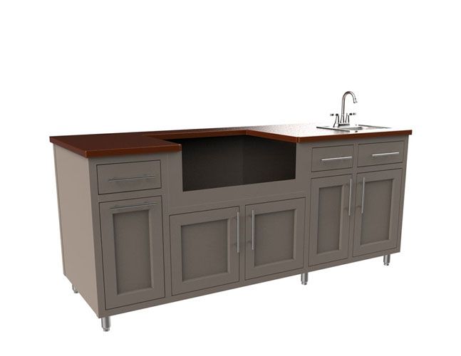 80.875″ Coastal Outdoor Kitchen Island w/ Sink by Challenger Designs