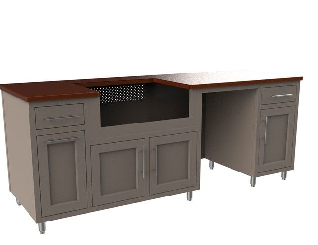 90.125″ Coastal Outdoor Kitchen Island by Challenger Designs, Center Grill