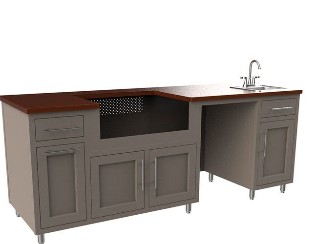 90.125″ Coastal Outdoor Kitchen Island w/ Sink by Challenger Designs