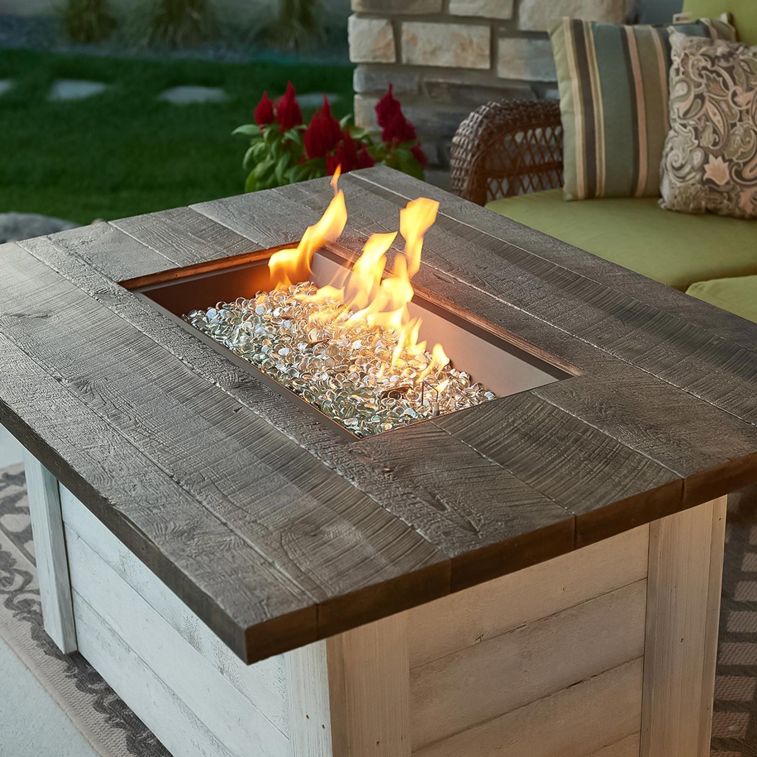 Alcott Rectangular Gas Fire Pit Table On The Patio