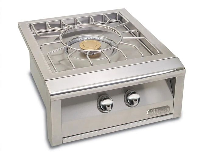 A stainless steel stove with two knobs on it